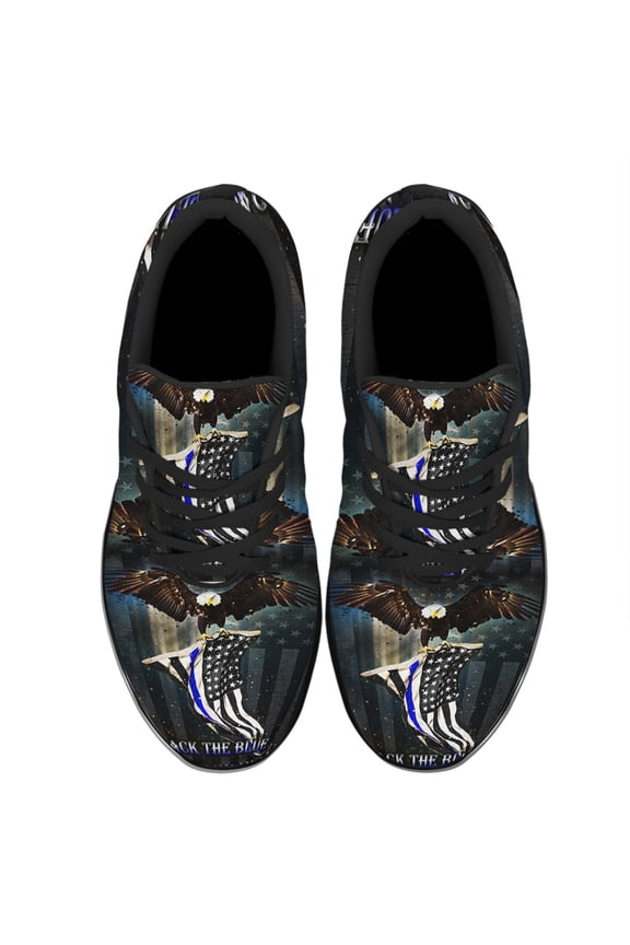 Back The Blue Police Shoes Women's Fashion Sneakers Tennis Running Shoes for Men Women Black Size 4
