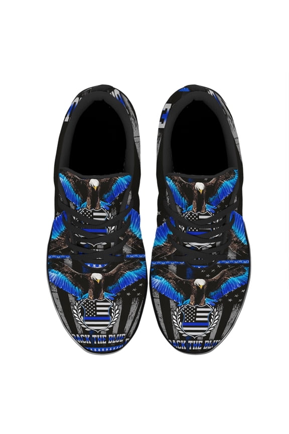 Back The Blue Police Shoes Women's Fashion Sneakers Tennis Running Shoes for Men Women Black Size 4