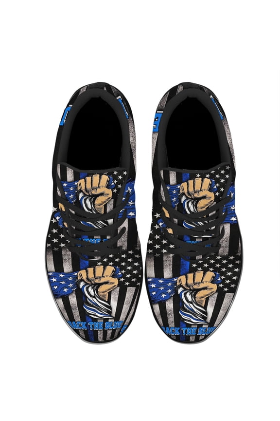 Back The Blue Police Shoes Women's Fashion Sneakers Tennis Running Shoes for Men Women Black Size 7