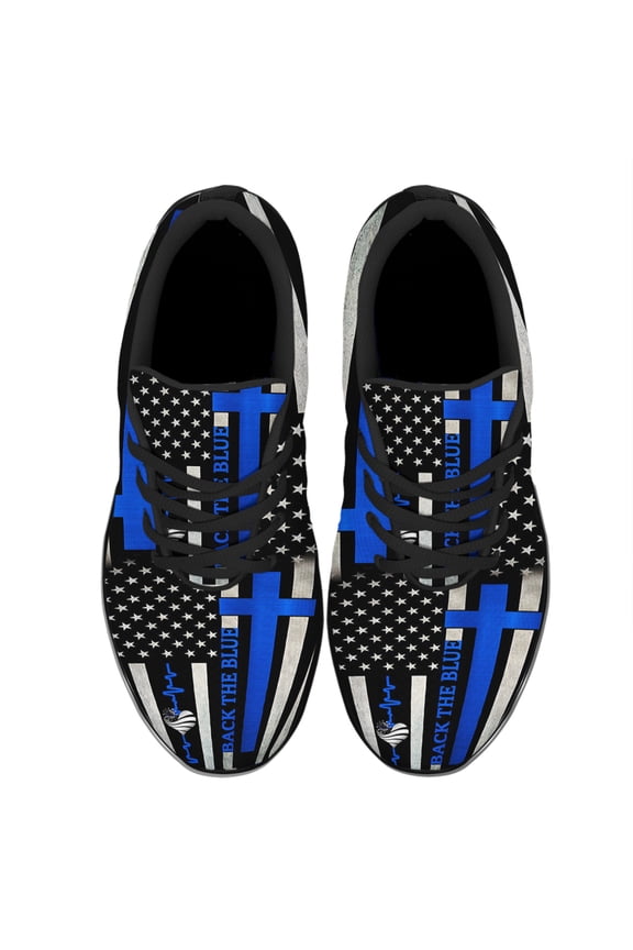 Back The Blue Police Shoes Women's Fashion Sneakers Tennis Running Shoes for Men Women Black Size 7