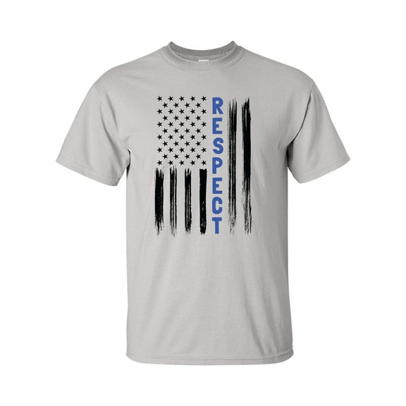 Back The Blue Respect USA Flag Support Our Police Short Sleeve T-shirt-Ice Grey-xxxl