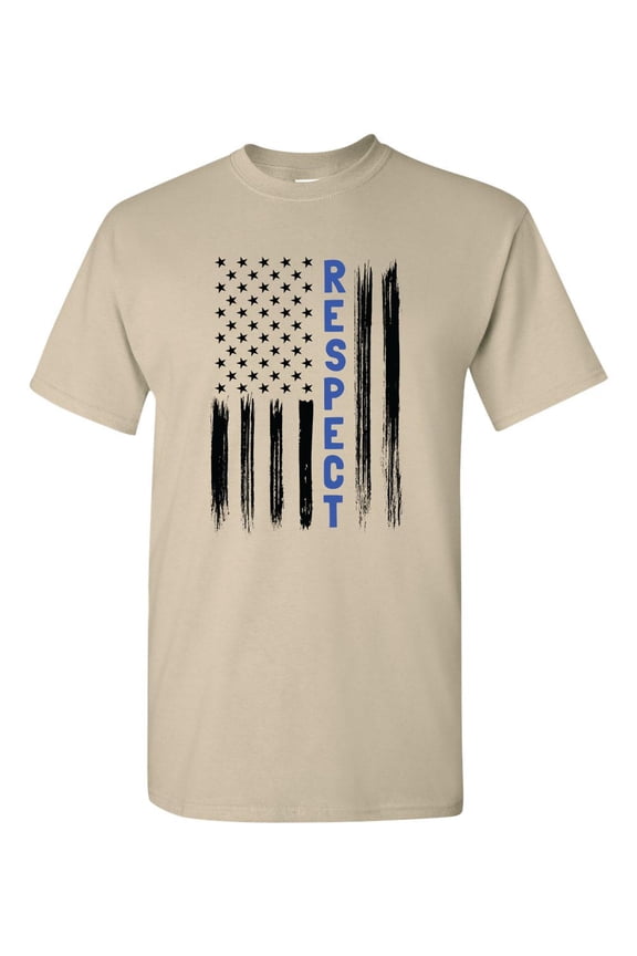 Back The Blue Respect USA Flag Support Our Police Short Sleeve T-shirt-Sand-medium