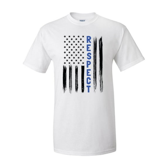 Back The Blue Respect USA Flag Support Our Police Short Sleeve T-shirt-White-xxxl