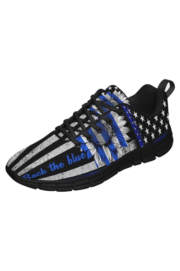 Back The Blue Running Shoes Sneakers Mesh Black Size 11