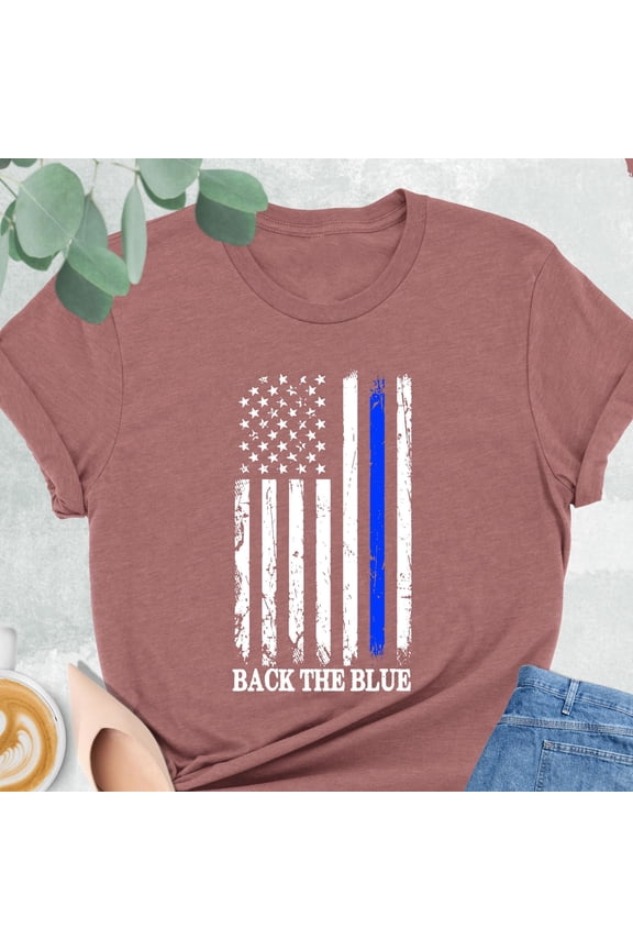 Back The Blue Shirt Thin Blue Line American Flag Tee Support Police TShirt Law Enforcement