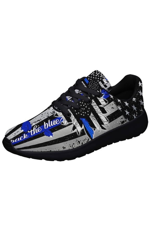 Back The Blue Shoes Sneakers for Women Men Black Size 3.5