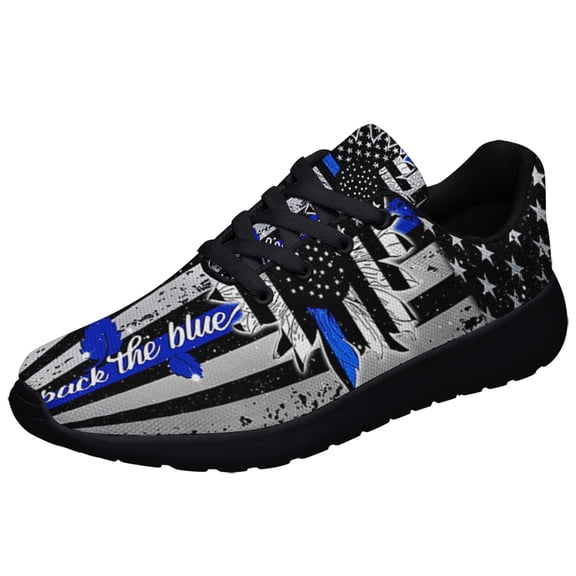 Back The Blue Shoes Sneakers for Women Men Black Size 5