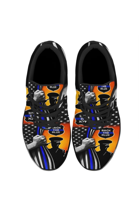Back The Blue Shoes Women's Fashion Sneakers Tennis Running Shoes for Men Women Black Size 11.5