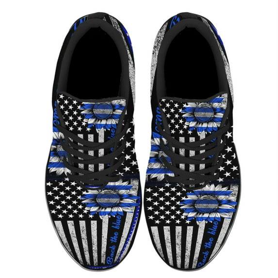 Back The Blue Shoes Women's Fashion Sneakers Tennis Running Shoes for Men Women Black Size 9.5