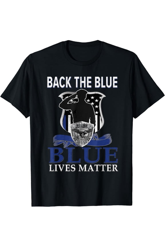 Back The Blue Support Thin Blue Line US Flag Police Officers T-Shirt