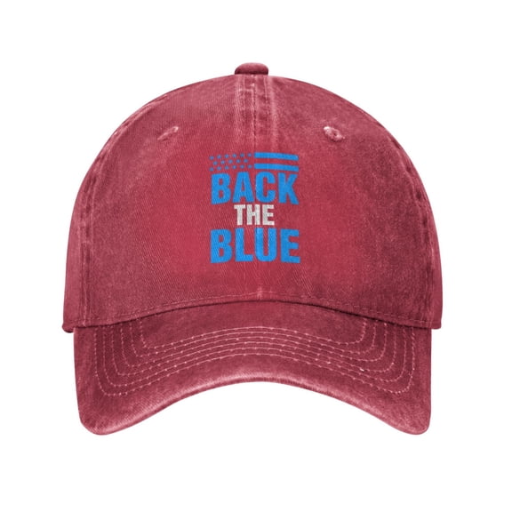 Back The Blue Unisex Adult Washed Denim Cotton Sport Outdoor Baseball Cap Adjustable Cowboy Baseball Hat