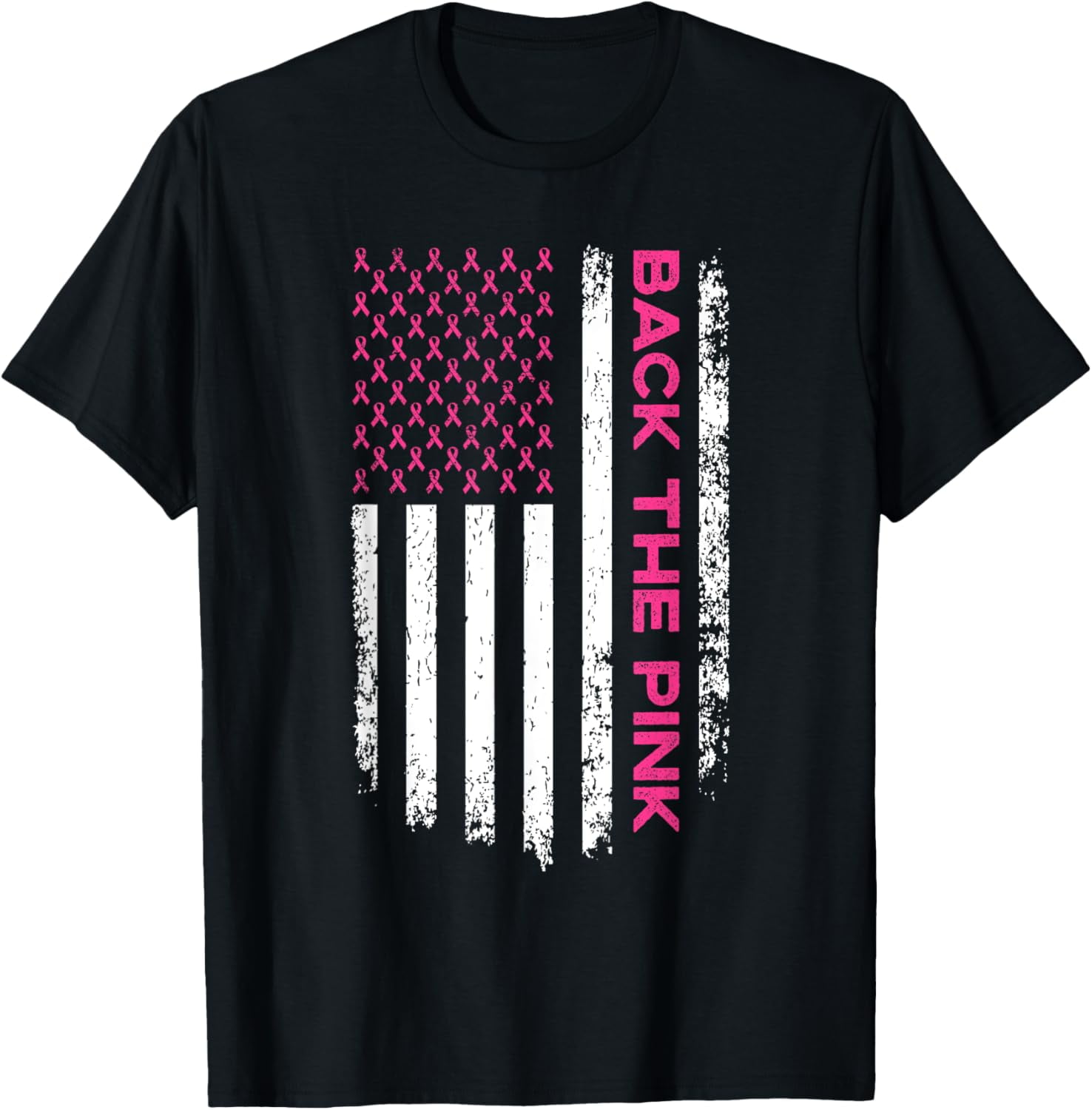 Back The Pink American Flag Breast Cancer Awareness Ribbon T-Shirt ...