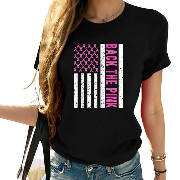 Back The Pink Breast Cancer Awareness Flag Toddler Women Men T-Shirt Black