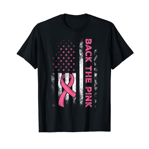 Back The Pink Us Flag Breast Cancer Awareness Women Men Kids T-Shirt
