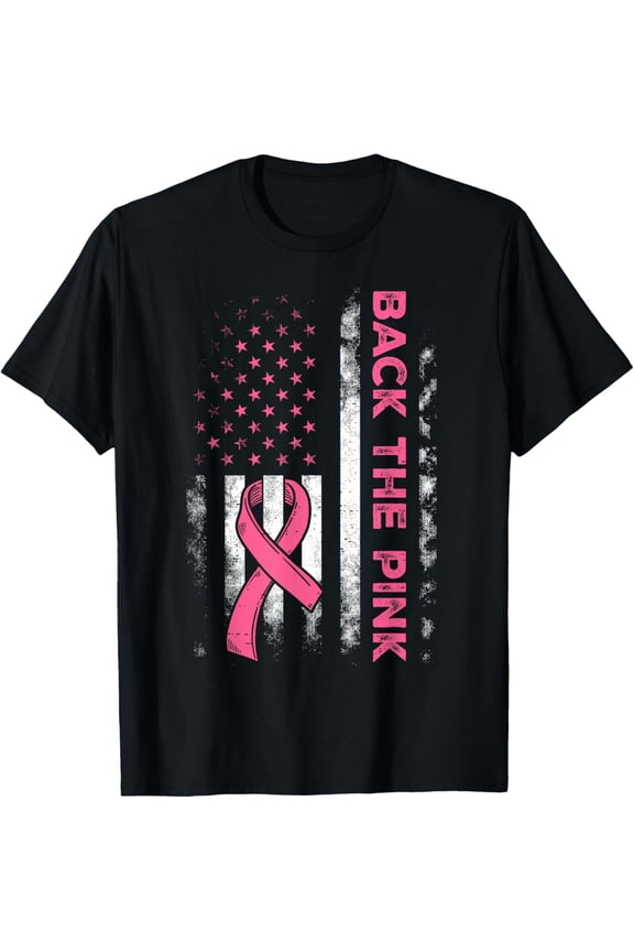 Back The Pink Us Flag Breast Cancer Awareness Women Men Kids T-Shirt