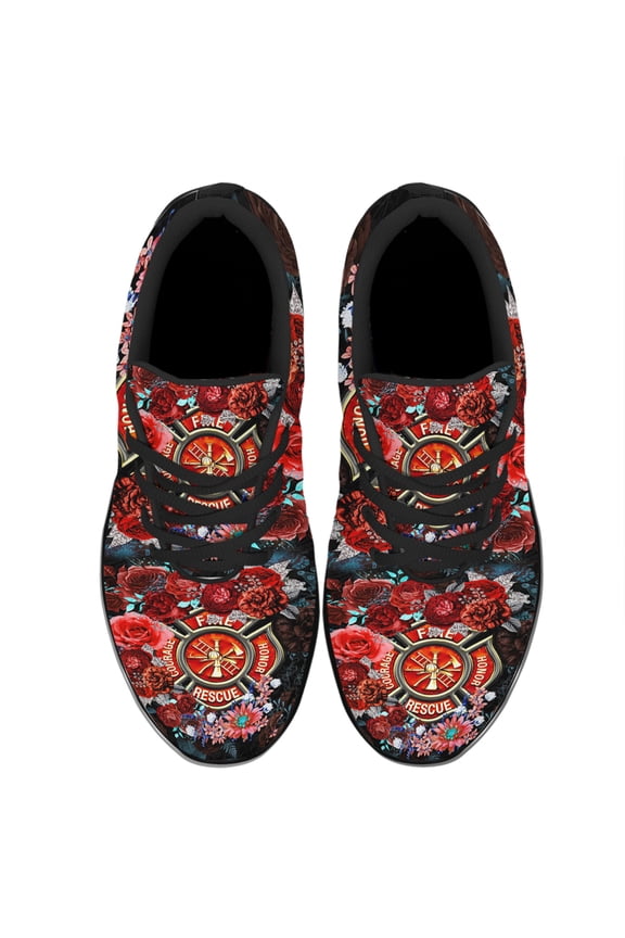 Back The Red Firefighter Shoes Women's Fashion Sneakers Tennis Running Shoes for Men Women Black Size 13