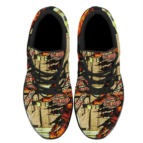 Back The Red Firefighter Shoes Women's Fashion Sneakers Tennis Running Shoes for Men Women Black Size 4.5