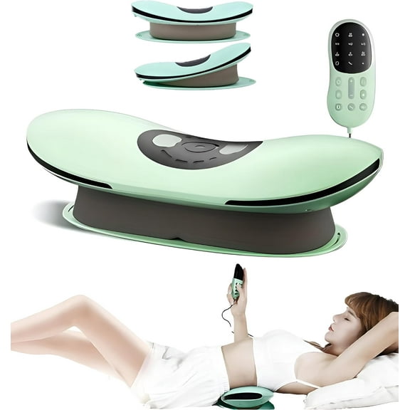 Back Therapy - Electric Heated Lumbar Massager for Waist Back Pain, 26° Oscillating Lumbar Traction Massager, Heating, Vibrating and Adjustable Back Stretcher (Green)