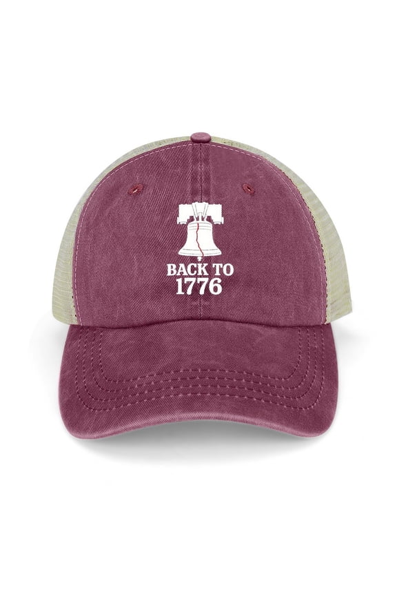 Back To 1776 Wine Red Baseball Cap 100% Cotton Hats for Men Hats for Women