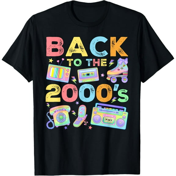 Back To 2000's 2000s Vintage Style 2000s Retro Party T-Shirt men and women can wear, black, white, gifts
