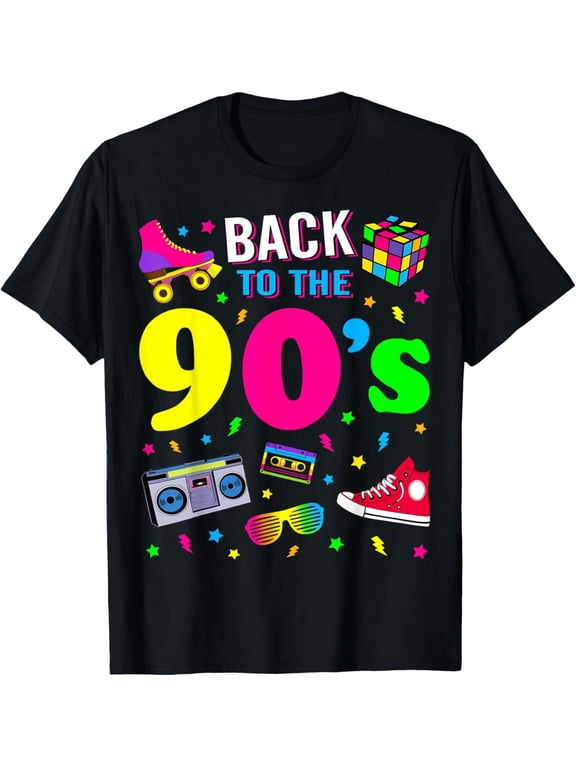 Back To 90's 1990s Vintage Retro Nineties Costume Party Gift T-Shirt men and women can wear, black, white, gifts