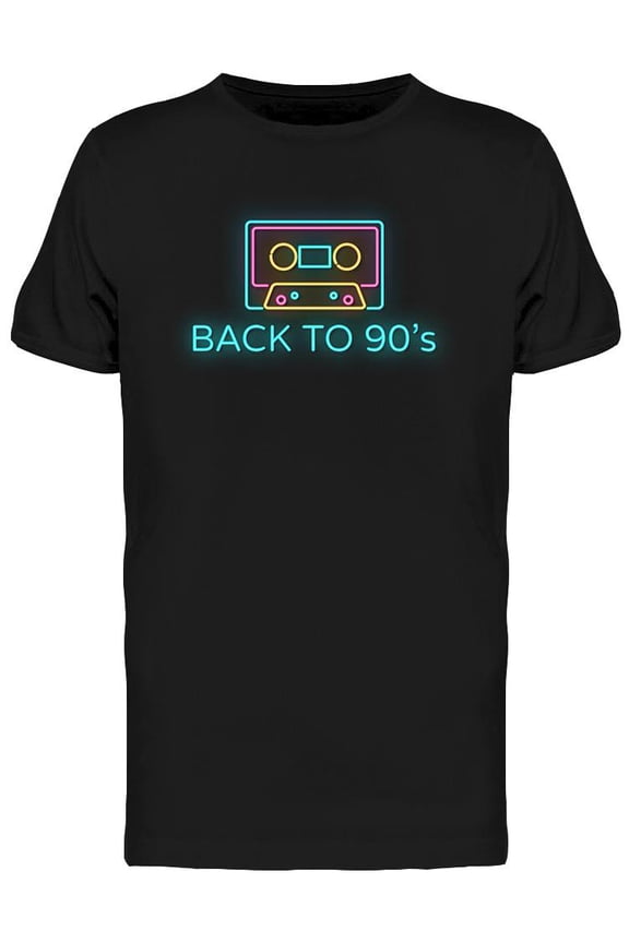 Back To 90's Neon Sign T-Shirt Men -Image by Shutterstock, Male Large