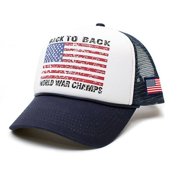 Back To Back World War Champs Unisex-Adult Cap -One-Size Navy/White/Navy
