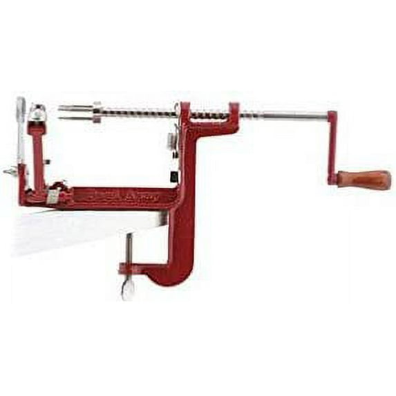 Lifetime Brands Corporation Apple Peeler Clamp-On Base - Cast Iron, Stainless Steel Blade, Red