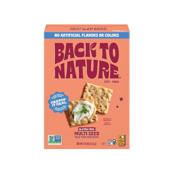 Back To Nature Gluten Free Thin Rice Crackers Multi-Seed 4 oz Pack of 2