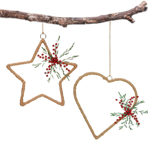 Back To Nature Wreath & Heart HangingColor: NaturalSize: 8"Set of 2