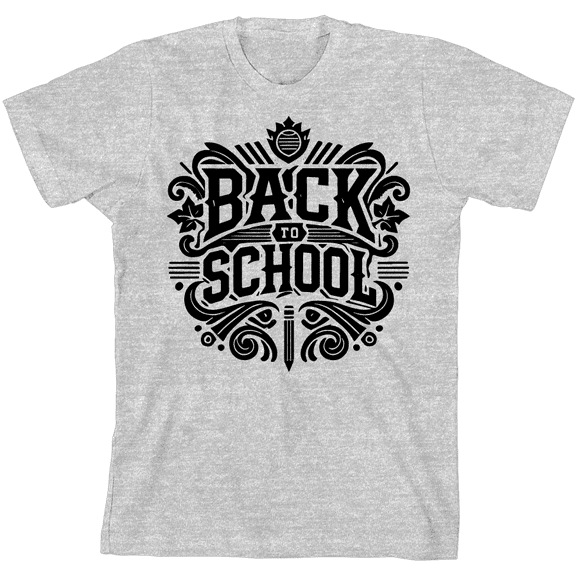 Back To School Adult Heather Gray Crew Neck Short Sleeve Tee-XL