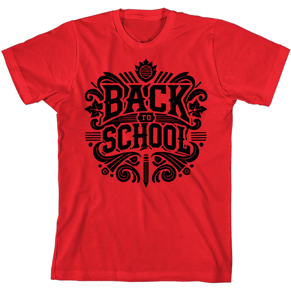 Back To School Adult Red Crew Neck Short Sleeve Tee-Medium