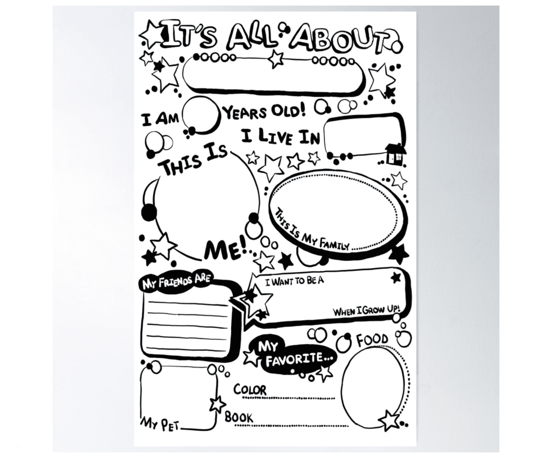 Back To School All About Me Classroom Art Poster UNFRAMED PAPER POSTER ...