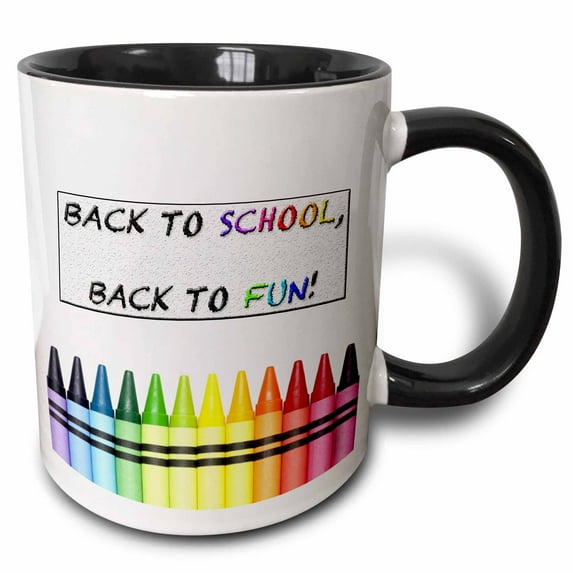 3drose, Back to School, Back to Fun, 11oz Two-tone Black Mug
