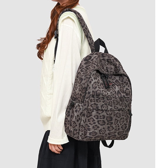 Back To School Backpack Leopard Print Backpack for Middle High School Students Fashion Casual Daypack Grey One Size