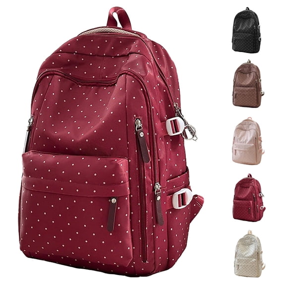 Back To School Backpack Polka Dot Backpack Casual Travel Daypack for Women D One Size