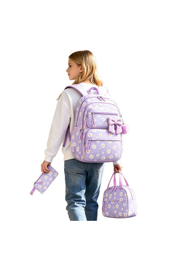Back To School Backpack Students Backpack With Lunch And Pencil Three Piece School Bundle