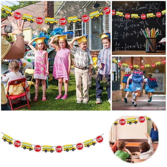 Back To School Bus Banner Large No DIY for Classroom School Bus Decorations Birthday Party