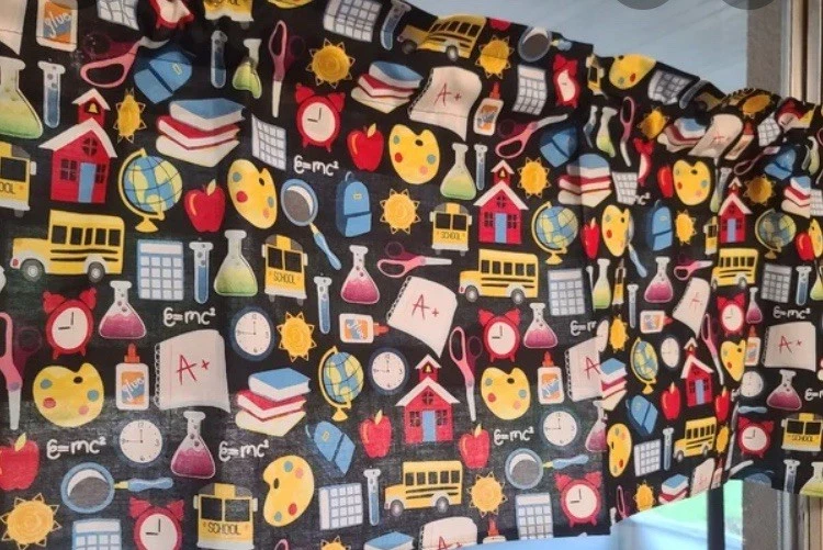 Back To School Classroom Teacher Window Topper, Curtain Valance