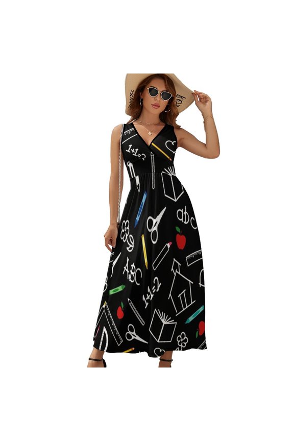 Back To School Dress Summer Street Style Bohemia Long Dresses Female Sleeveless Printed Maxi Dress