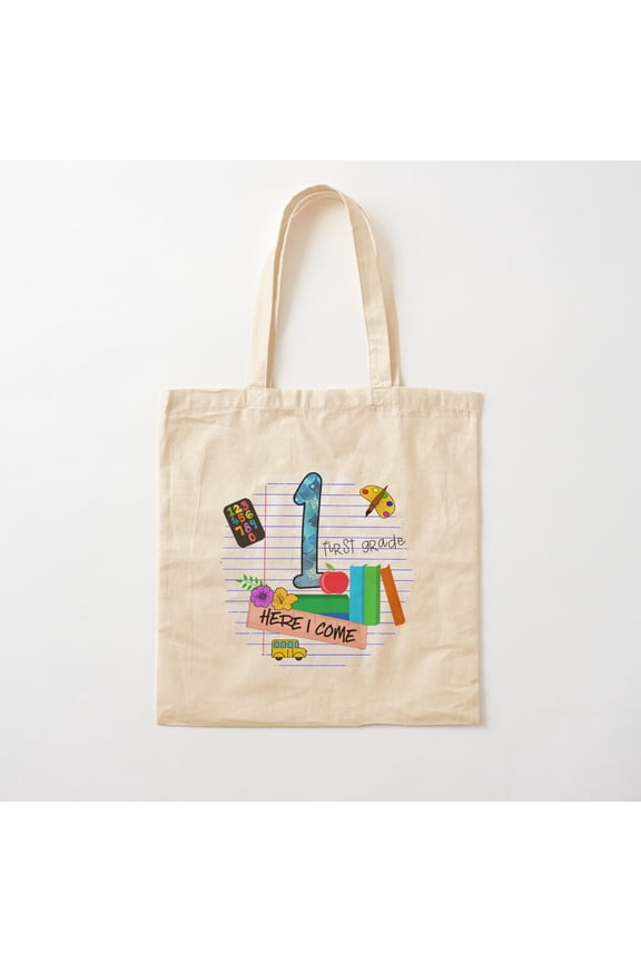 Back To School First Day Of First Grade Canvas Tote Bags, Reusable Shopping Bag
