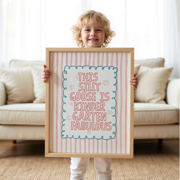 Back To School Goose Poster Kindergarten First Day Of Sign Nursery Decor Cute Preschool Wall Art Design1 Poster, Unframed Size 16x24