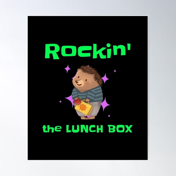 Back To School Hedgehog: Rockin' The Lunch Box Poster Wall Art, Modern Wall Decor For Living Room Bedroom, 8x12 UNFRAMED