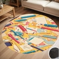 thumbnail image 1 of Back To School Messy Pencils Art Round Carpet Living Room Bedroom Home Decoration Coffee Table Mat Lounge Rug Chair Mats, 1 of 5