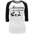 thumbnail image 1 of Back To School Mourning Summer Panda Juniors 3/4 Sleeve Raglan T Shirt White-Black MD, 1 of 1