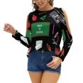 thumbnail image 1 of Back To School New Fashion Zip Off Shoulder Top Short-Sleeve Women Shirt Back To School Pattern School Bus School Kids Pen Book, 1 of 3