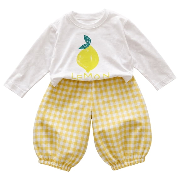 Back To School Outfits Girls Two Piece Sets Pattern Long Sleeve Shirts and Pants Set with Pockets Girls Fall Outfits