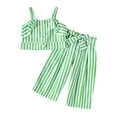 thumbnail image 1 of Back To School Outfits for Girls 10-12 Girls Suit, Children's Summer Striped Sling Comfortable Round-Neck Tank Top and Long Pants Sets for Kids, 1 of 6