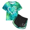 thumbnail image 1 of Back To School Outfits for Girls Girl's Summer Cute T-Shirt and Shorts Set with Side Pockets, 1 of 5