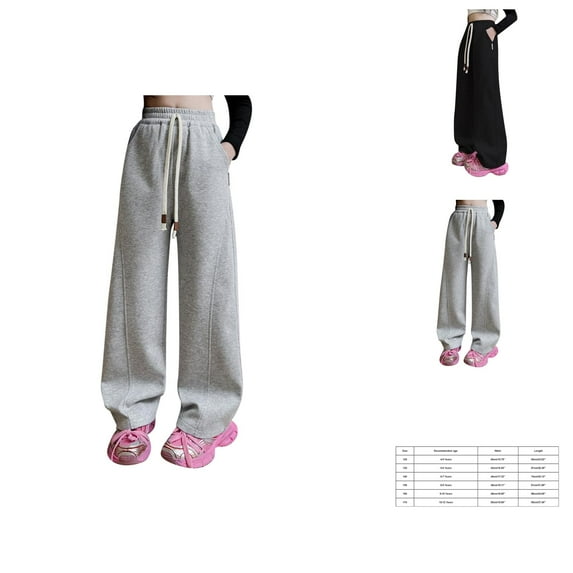 Back To School Outfits for Girls Solid Color Sweatpants Girls' Sweatpants Children's Casual Loose Straight Pants Wide Leg Pants